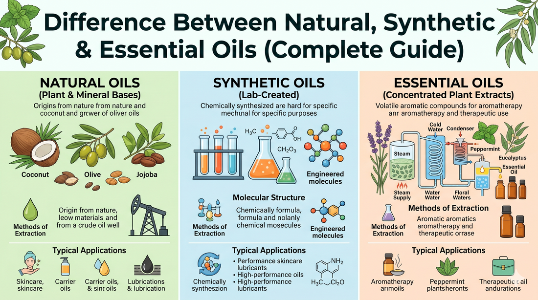 Difference Between Natural, Synthetic & Essential Oils (Complete Guide)