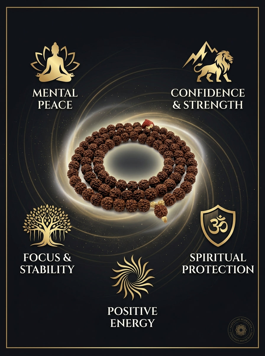 Venaura Premium Rudraksha Mala – Spiritual Protection, Peace & Positive Energy