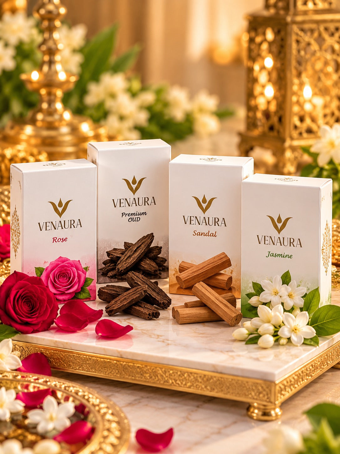 VENAURA Divine Aura Collection – 4 Premium Attars + Dhan Varsha Potli FREE